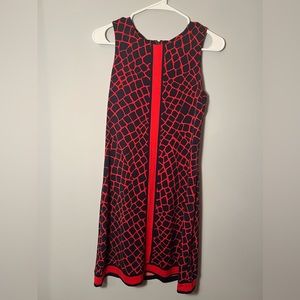 Michael Kors Red and navy printed dress sleeveless midi
